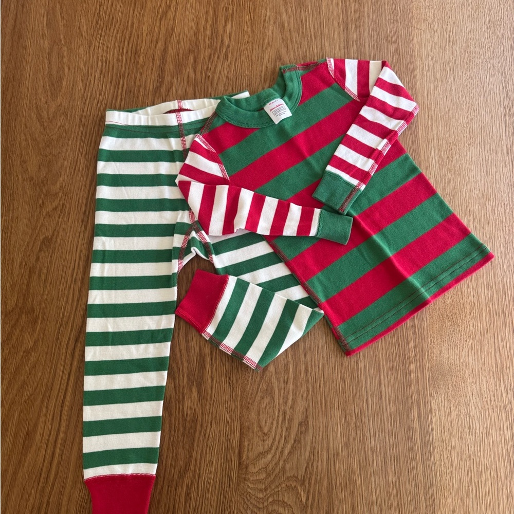 Hanna Andersson Red and Green Striped Kids Pajama Set